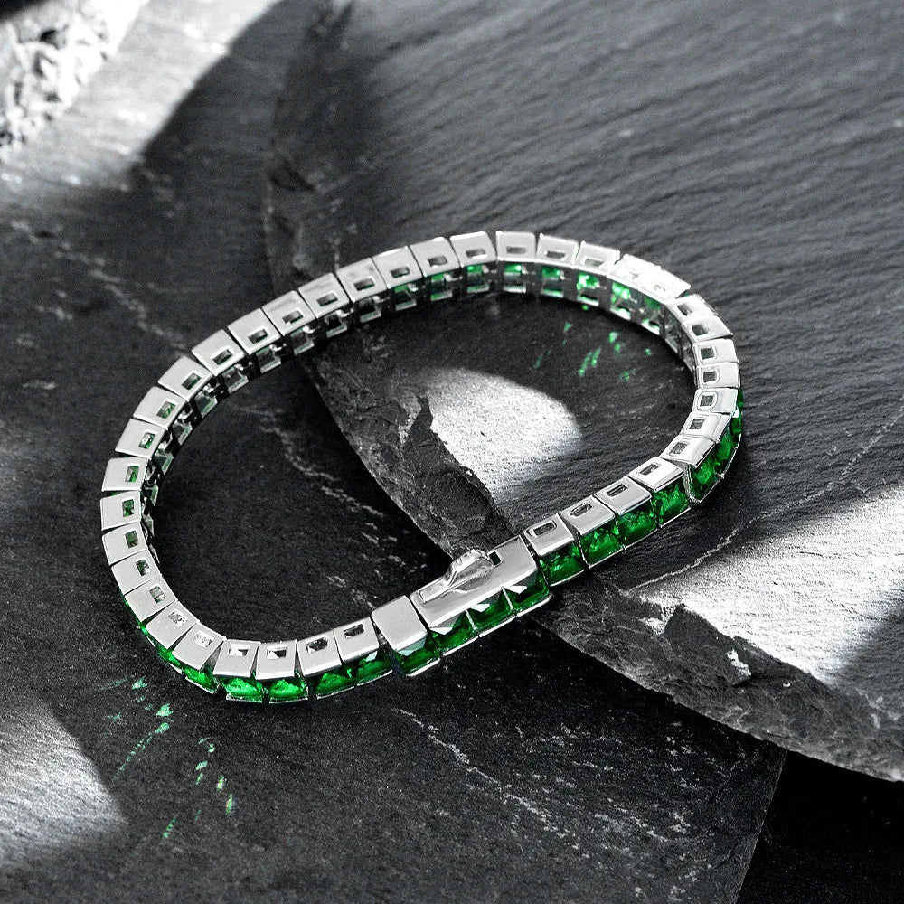 18K Gold-Plated Muzo Green Lab-Grown Emerald & Sapphire Tennis Bracelet in 925 Sterling Silver Ã¢â‚¬â€œ Luxury Jewelry