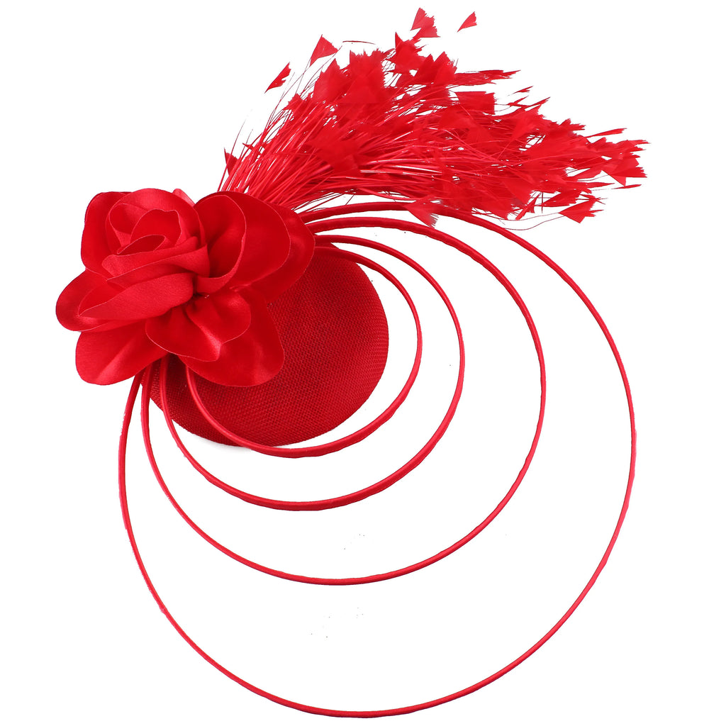 Fashion Sinamay Fascinator Hat  -  Elegant Floral Feather Headpiece for Weddings, Church, and Special Occasions