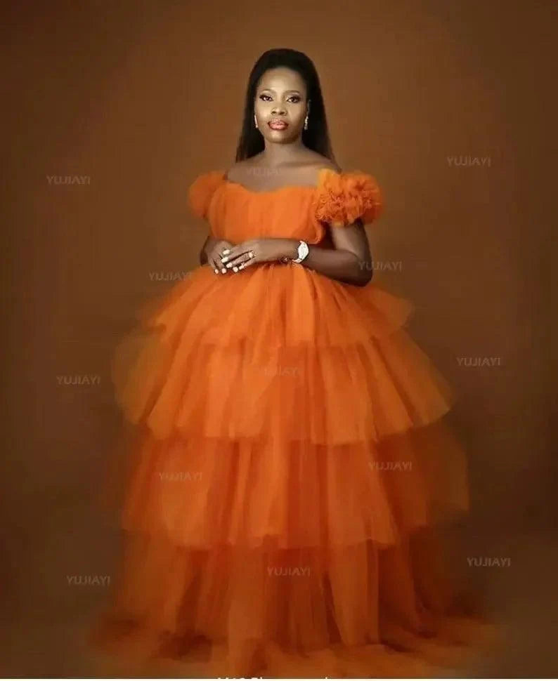 Fluffy Tulle Maternity Gown for Photoshoots