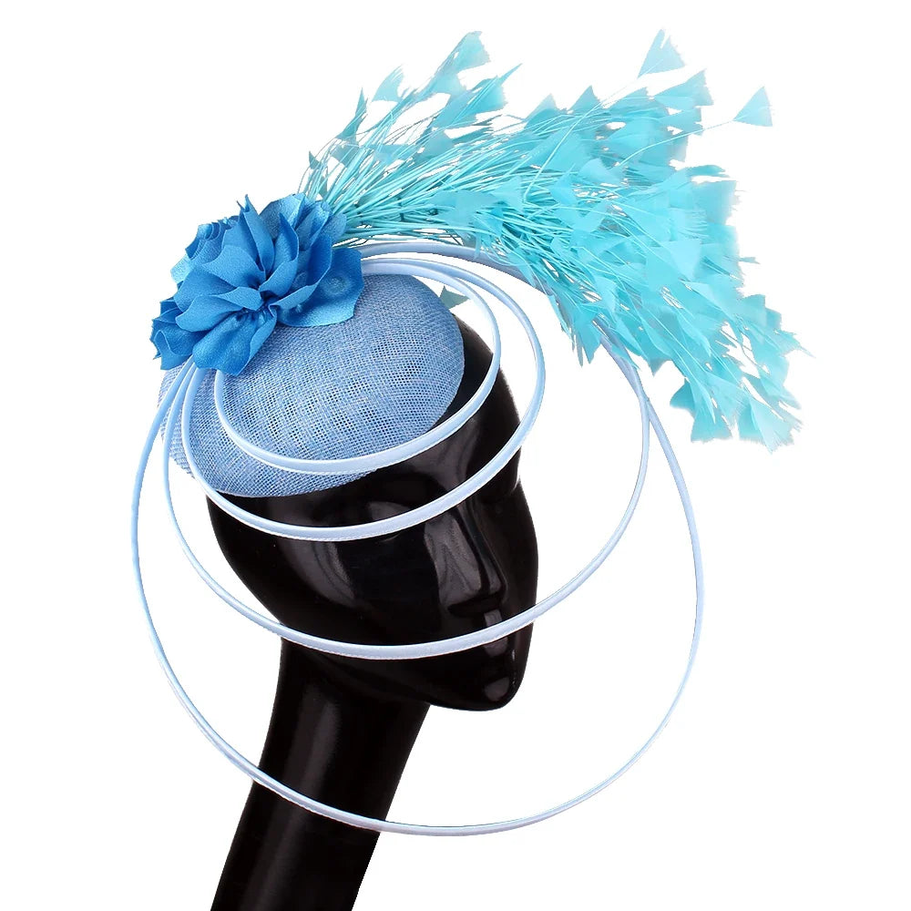 Fashion Sinamay Fascinator Hat  -  Elegant Floral Feather Headpiece for Weddings, Church, and Special Occasions