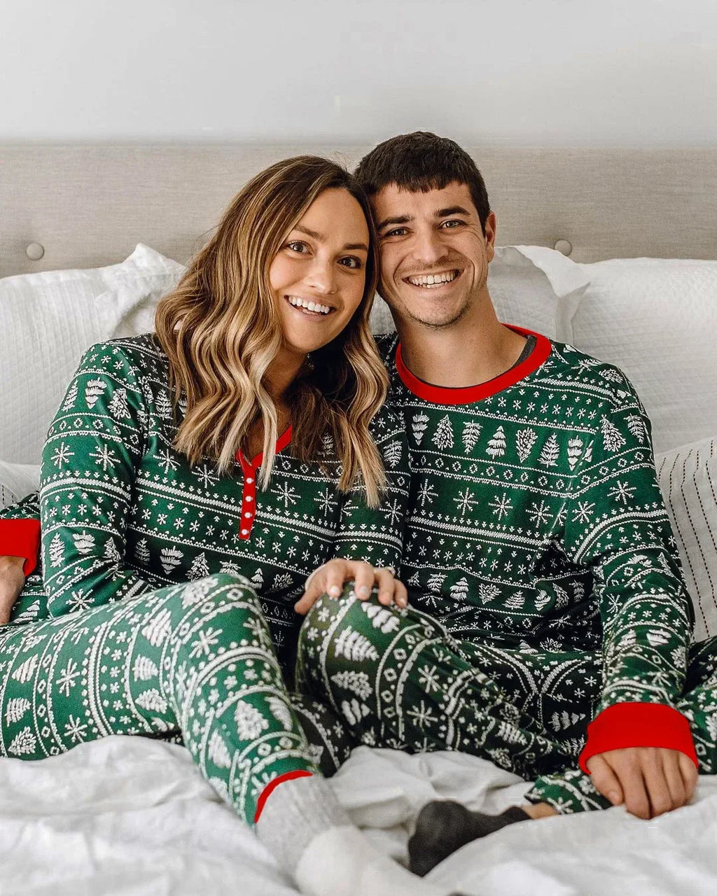 Christmas Family Matching Pajamas Set – Allover Print 2-Piece Sleepwear for Mom, Dad, Kids & Baby