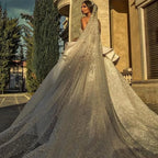 Ball Gown Wedding Dress – Sweetheart Neckline, Beading, Crystal Details & Long Train, Custom Made
