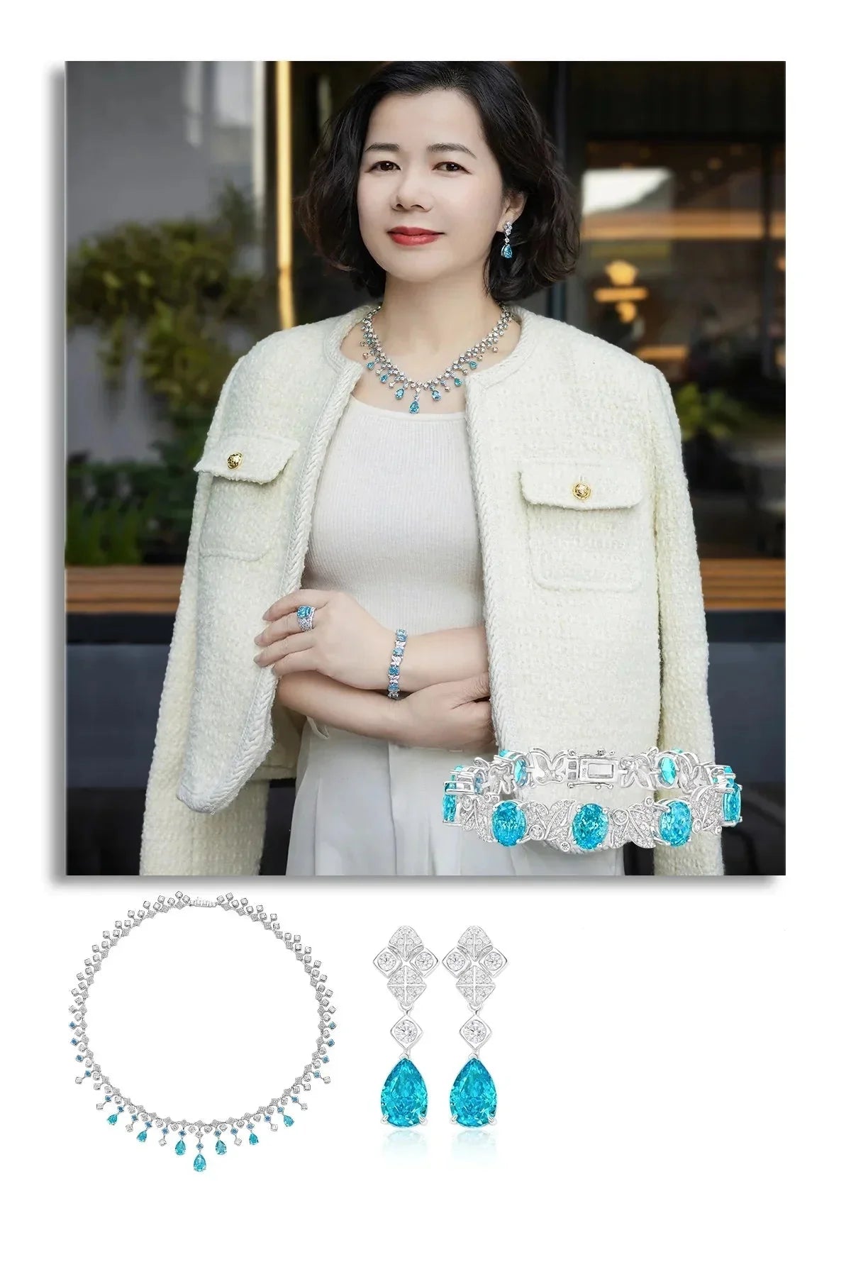 Fashion aquamarine 925 Sterling Silver Water Drop Necklace Cultivate Sapphire Blue Necklace Pendants Plated Gold Necklace