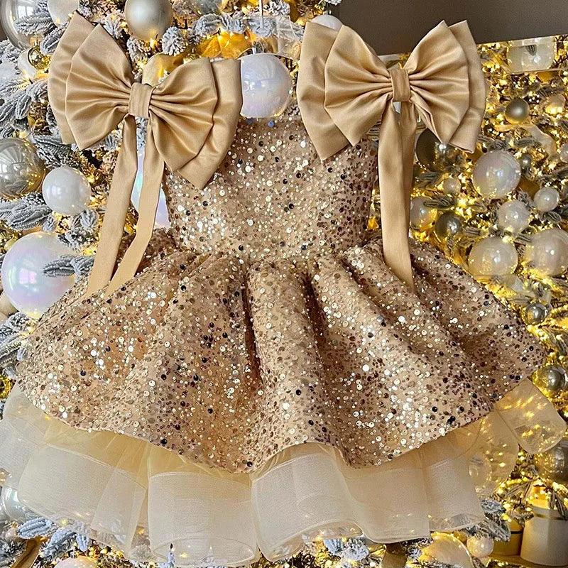 Baby Girl Princess Tutu Dress â€“ Sequins, Tulle, Bow Design for Infants and Toddlers, Perfect for Parties, Pageants, Birthdays, Weddings, and Christmas
