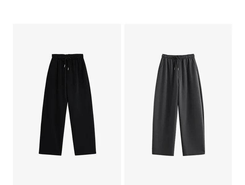 Autumn Elastic Waist Sweatpants – Women’s Wide-Leg Straight Cotton Sports Pants