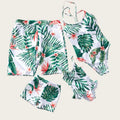 Fashion Family Swimsuit Set for Girls Boys Dad Mom Matching Clothing Outfits Mommy and Me Daughter Son Leaf Print Beach Swimming