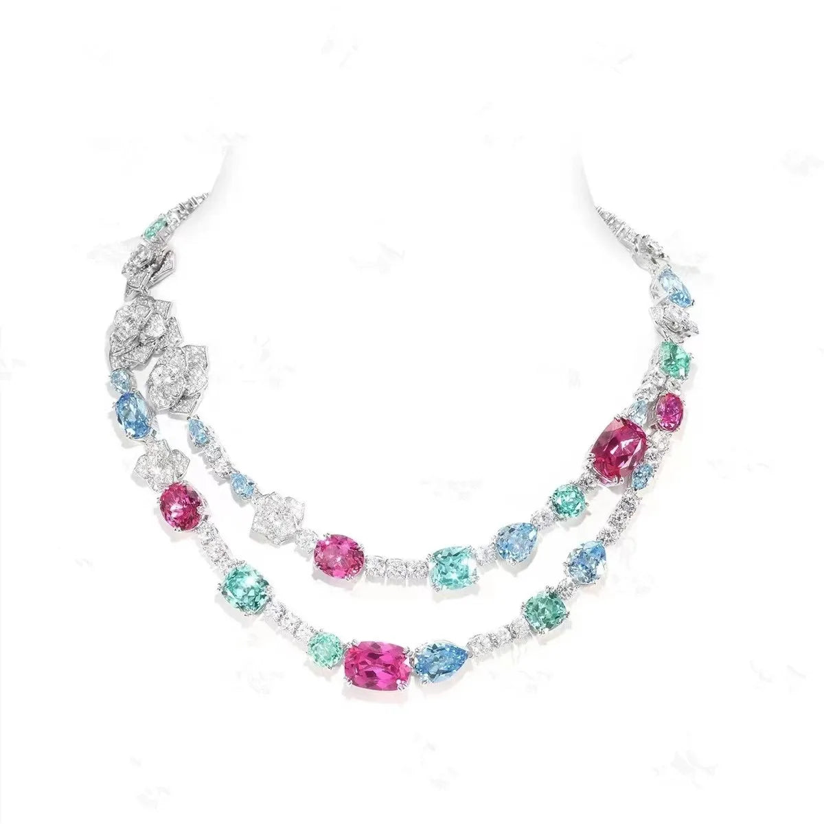 Fancy Color Zirconia Necklace 925 Sterling Silver | Elegant Fine Jewelry for Women  Product Description: