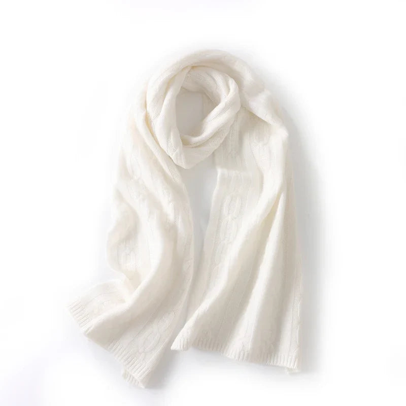 100% Cashmere Autumn Winter Three-Ply Twist Pattern Unisex Scarf Neck Warmer Shawl Cold-Proof Thickened Neck Gaiter