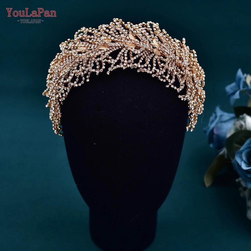 Crystal Wedding Headband | Floral Bridal Headpiece | Bride Tiara Hair Accessories for Wedding & Party