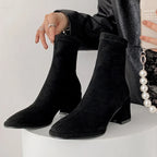 2026 new autumn winter women ankle boots 22-24.5cm stretch flannel square toe thick high heel skinny boots fashion short boots