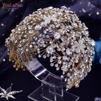 Crystal Wedding Headband | Floral Bridal Headpiece | Bride Tiara Hair Accessories for Wedding & Party