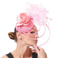 Fashion Sinamay Fascinator Hat  -  Elegant Floral Feather Headpiece for Weddings, Church, and Special Occasions