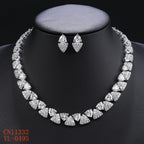 Elegant Multi Color Love Heart Cubic Zirconia Necklace Set  Wedding Bridal Necklace Earrings Costume Jewelry Set CN11332