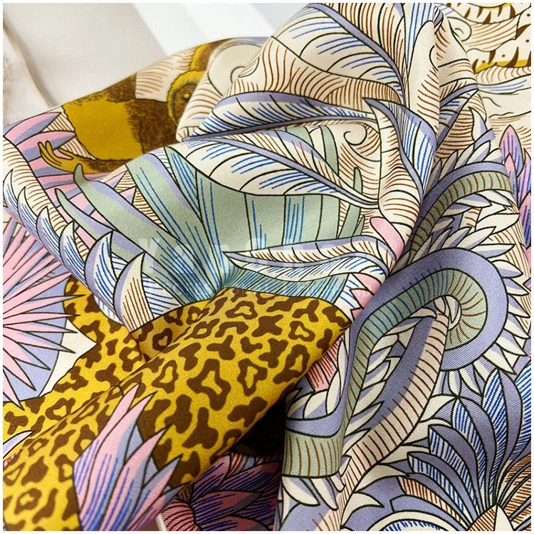 Designer Mulberry Silk Large Scarf – Luxury Hand-Rolled Edge Shawl & Wrap (135 cm)