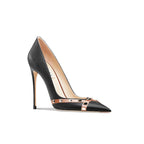 Designer Women's Pumps | Pointed Toe | Genuine Leather | Rivet Detail | Sexy Classic High Heels | Elegant Single Shoes