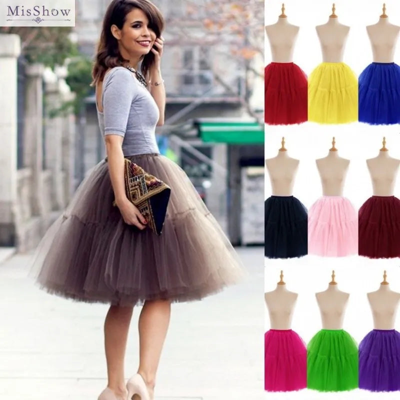 Elegant High Waist Tulle Tutu Skirt – Puffy Mesh Short Pettiskirt for Party, Prom, or Dance