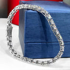 925 Sterling Silver Moissanite Tennis Bracelet 3EX Round Cut VVS1 D Color (3mm/4mm/5mm) | Adjustable 15-20cm | Elegant Gift for Women