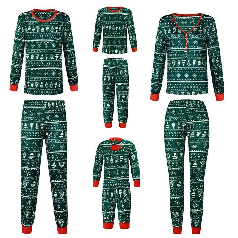 Green Matching Family Christmas Pajamas – Mom, Dad, Kids & Baby