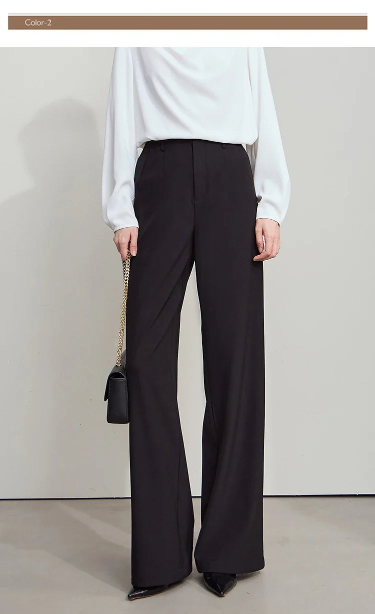 Elegant Minimalist Office Wide Leg Pants – Women’s Luxury Casual Loose Straight Trousers 2025 New Collection