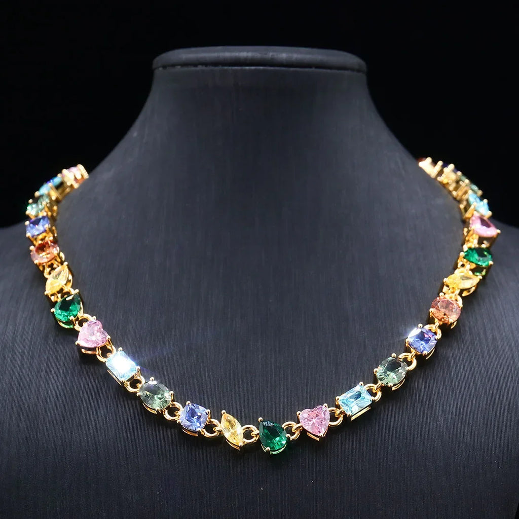 925 Sterling Silver Colorful Lab Sapphire Gemstone Necklace Custom Chain Jewelry for Women | Birthday & Anniversary Gift