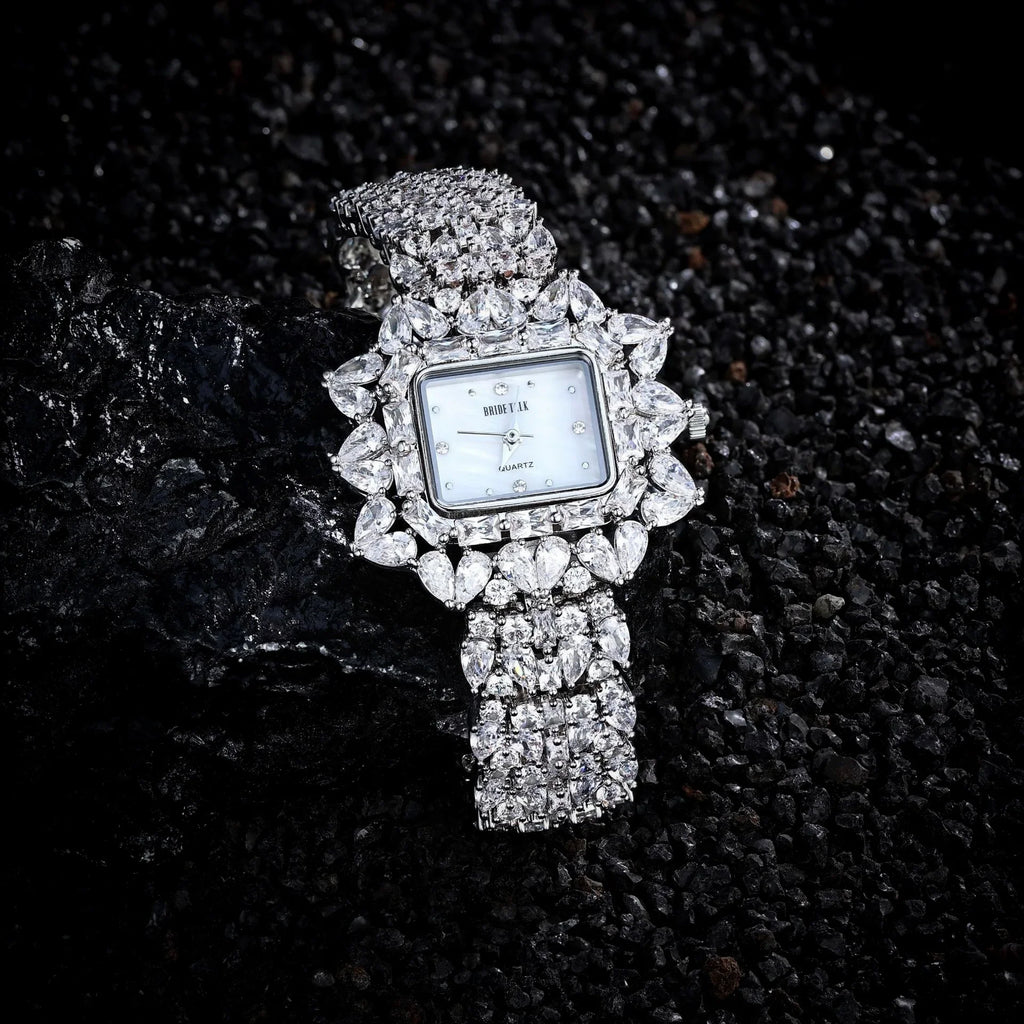 19cm Women's Full Crystal Watch  AAA Cubic Zirconia Wedding Party Jewelry | Japan Movement
