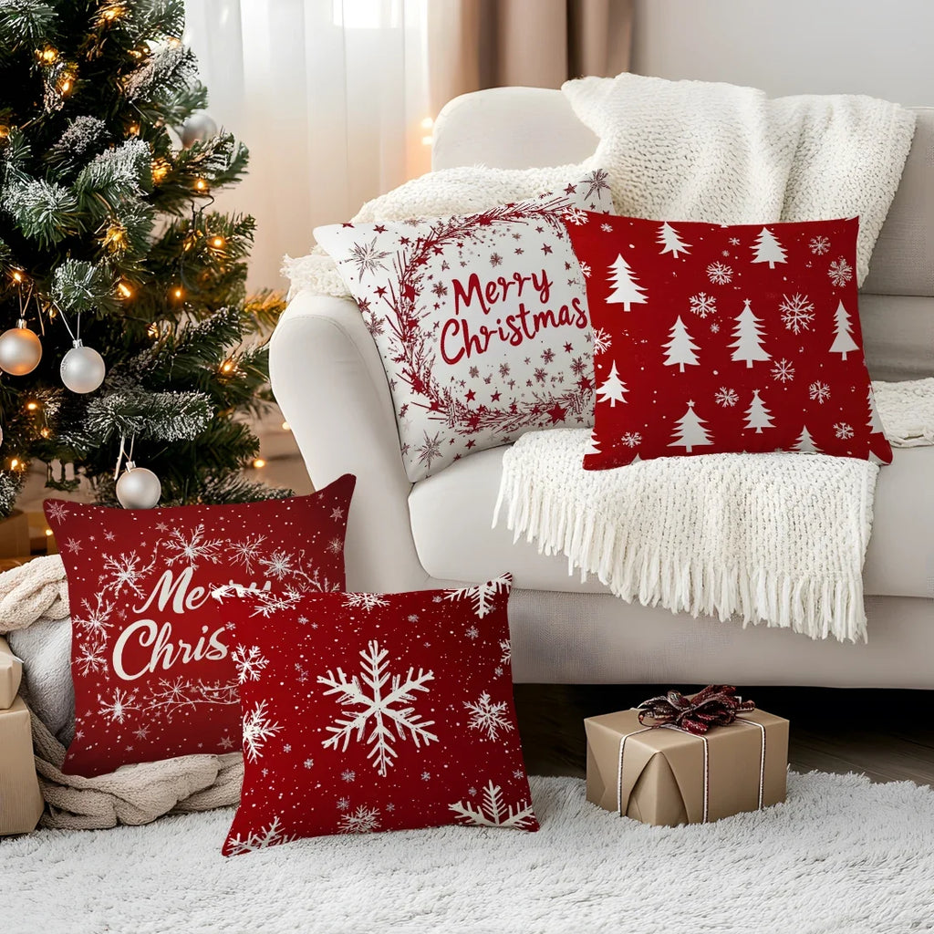 Christmas Snowflake Decorative Pillowcase 45x45cm Woven Polyester