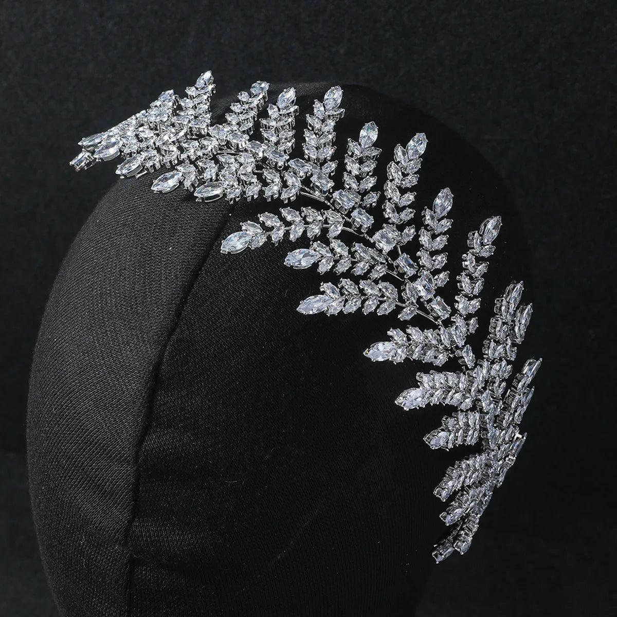 Bridal Headband Wedding Headdress Cubic Zirconia Princess Bride Tiaras Crowns Women Birthday Party Prom Hair Jewelry Hairband