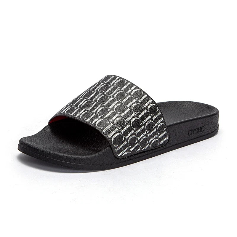 Fashionable Classic Simplicity Women’s Slippers – PVC Material, Letter Print, Outdoor Casual Flat Bottom