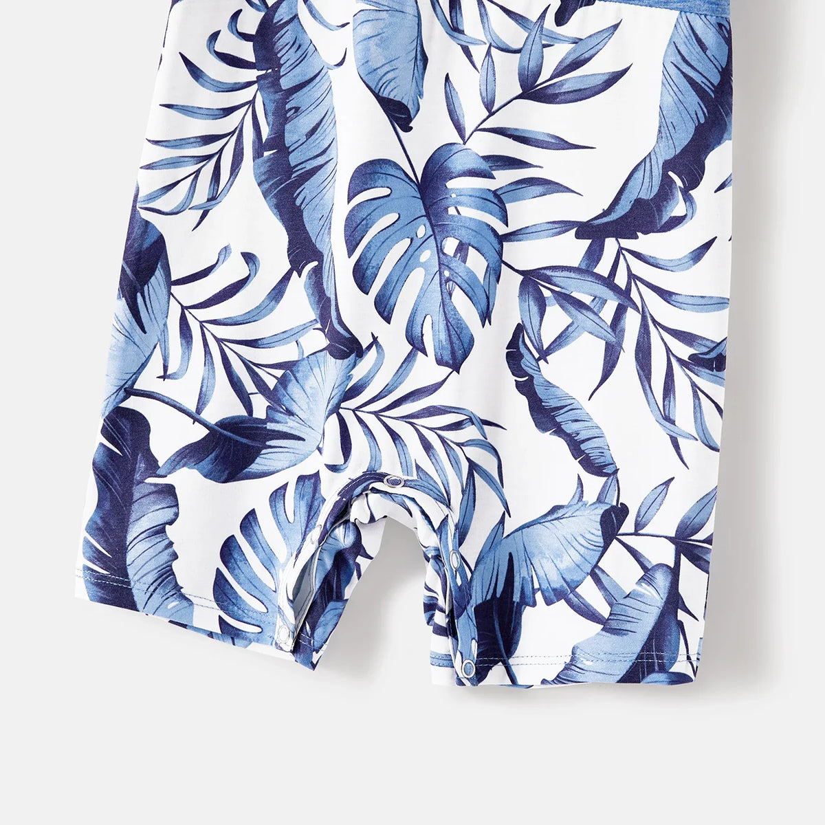 Family Matching Outfits Naia Blue Floral Tee Button Ruffle Hem Strap Dress