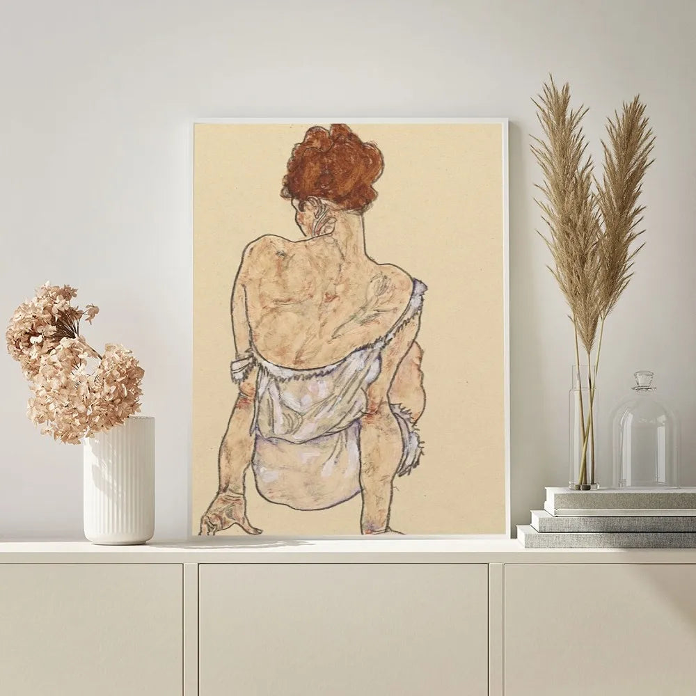 Egon Schiele Self-Adhesive Art Poster – Waterproof Wall Sticker for Coffee House, Bar, or Living Room Decor (1pc)