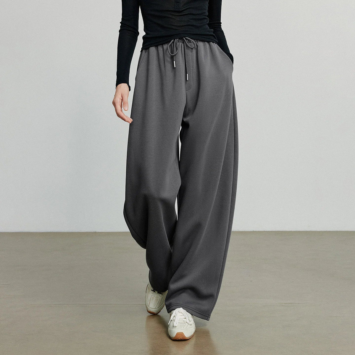 Autumn Elastic Waist Sweatpants – Women’s Wide-Leg Straight Cotton Sports Pants