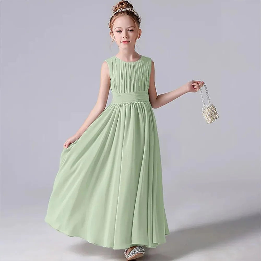 Chiffon Pleated Flower Girl Dress