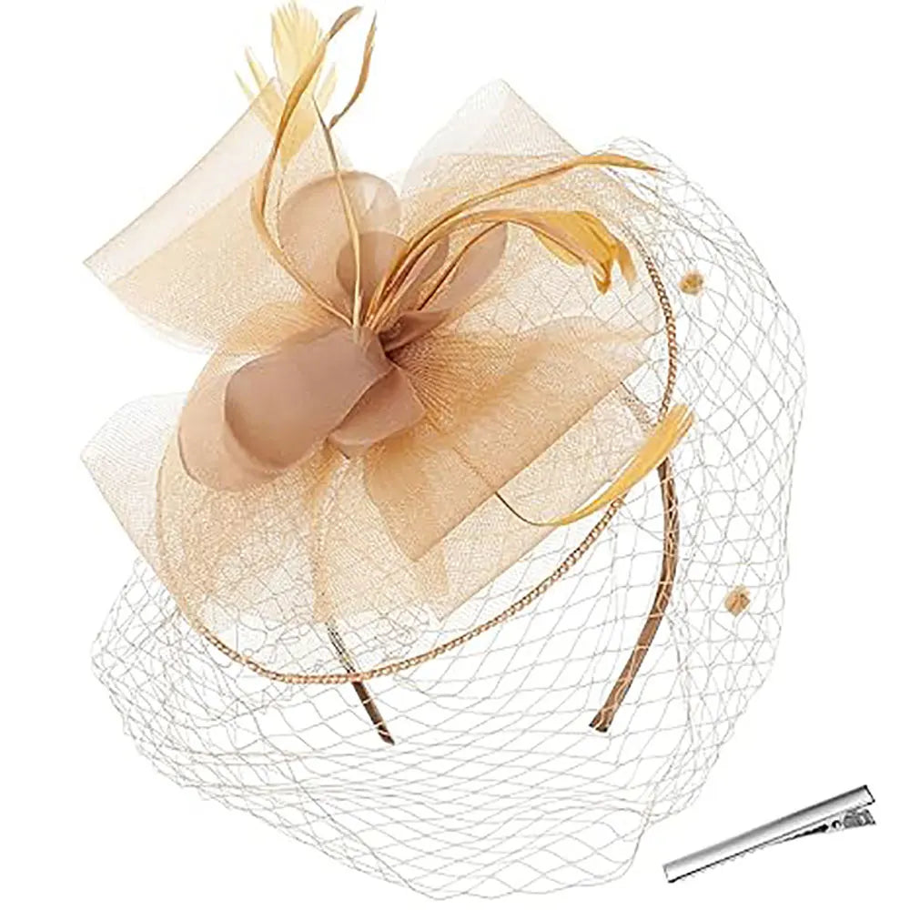 Fascinator Hat for Women  -  Elegant Tea Party & Derby Pillbox with Flower Mesh for Bridal Weddings
