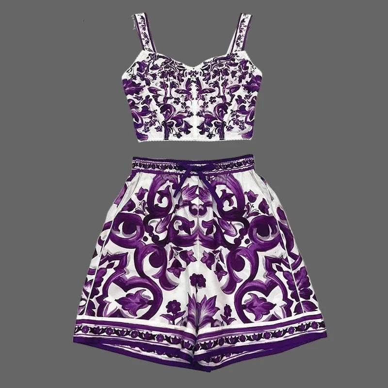 Elegant Women's Silk Top & Printed Cotton Skirt Set – 2-Piece Turn-Down Collar Outfit