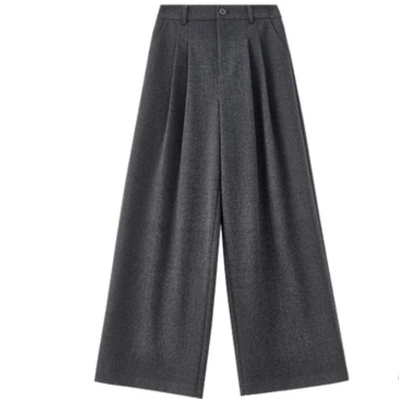 Elegant Knit Wide-Leg Pants – Autumn Office Casual Trousers for Women