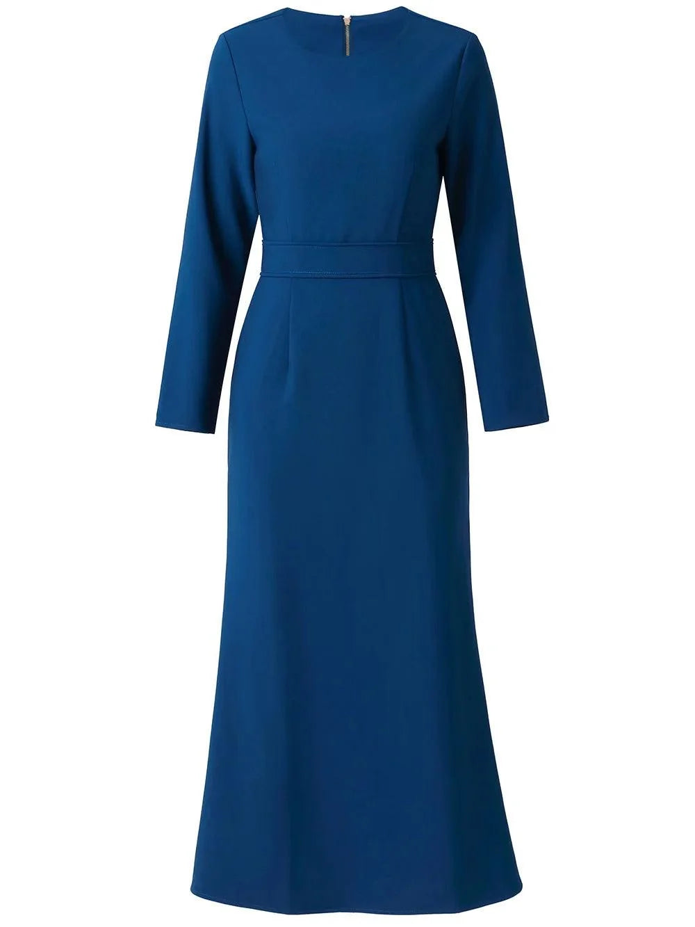 Elegant Designer Blue Long-Sleeve Midi Dress – Mermaid Style for Parties and Casual Wear