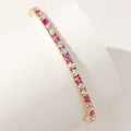 100% 925 Sterling Silver Lab Sapphire High Carbon Diamond Gemstone Tennis Chain Bracelet Bangle Fine Jewelry
