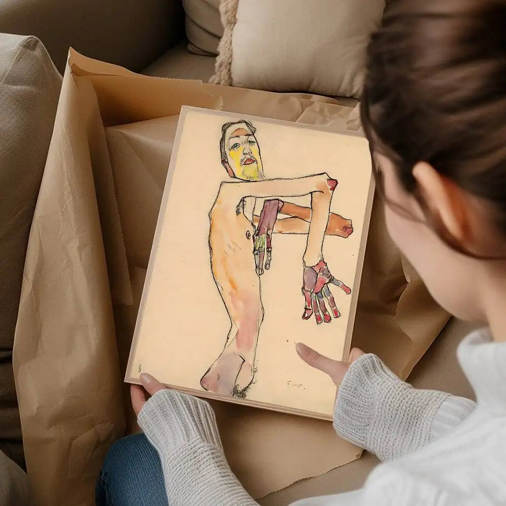 Egon Schiele Body Color Delineation DIY Sticky Poster Whitepaper Prints Posters Artwork Nordic Home Decor