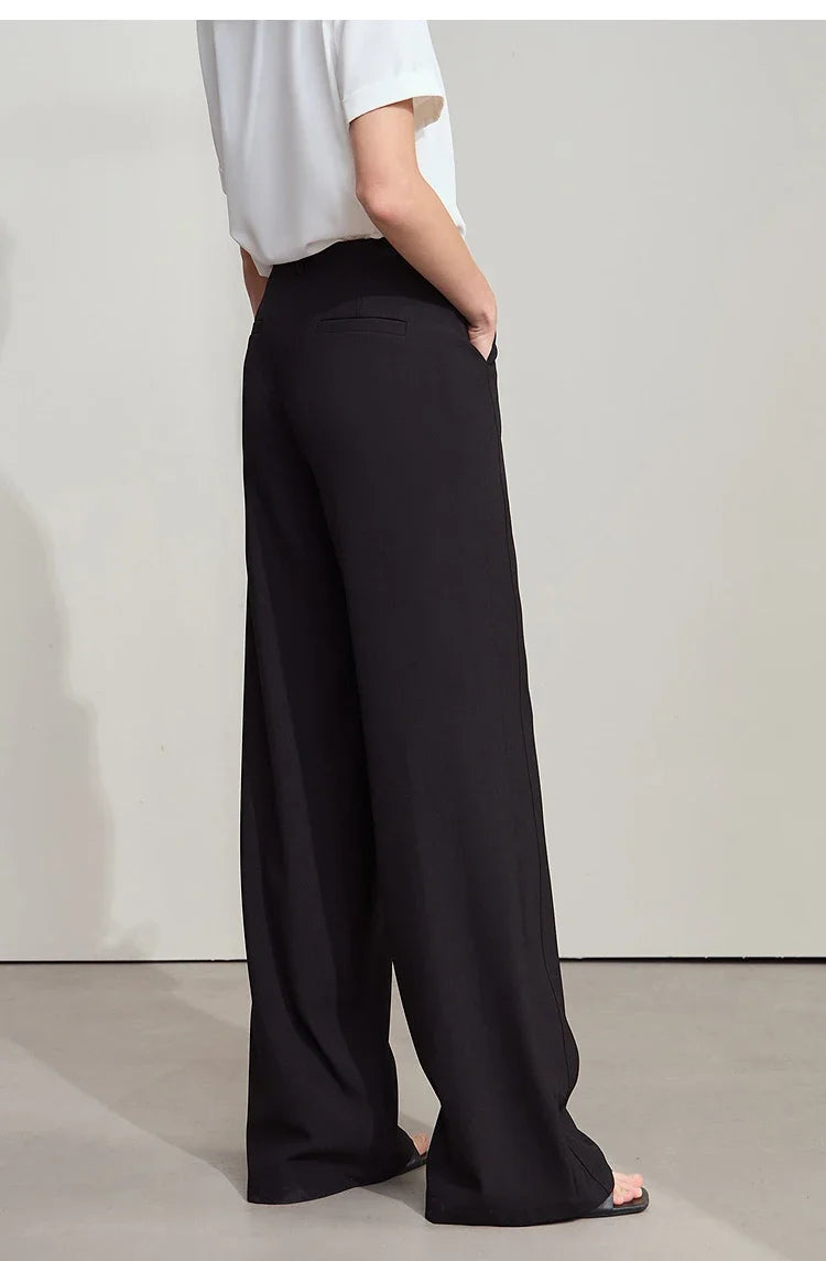 Elegant Minimalist Office Wide Leg Pants – Women’s Luxury Casual Loose Straight Trousers 2025 New Collection