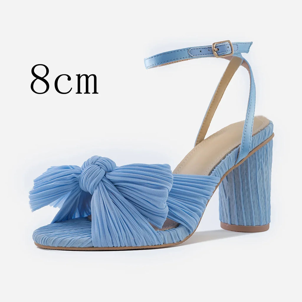 Cute Bow High Heel Sandals – Round Heel Formal Party Shoes for Wedding & Parties