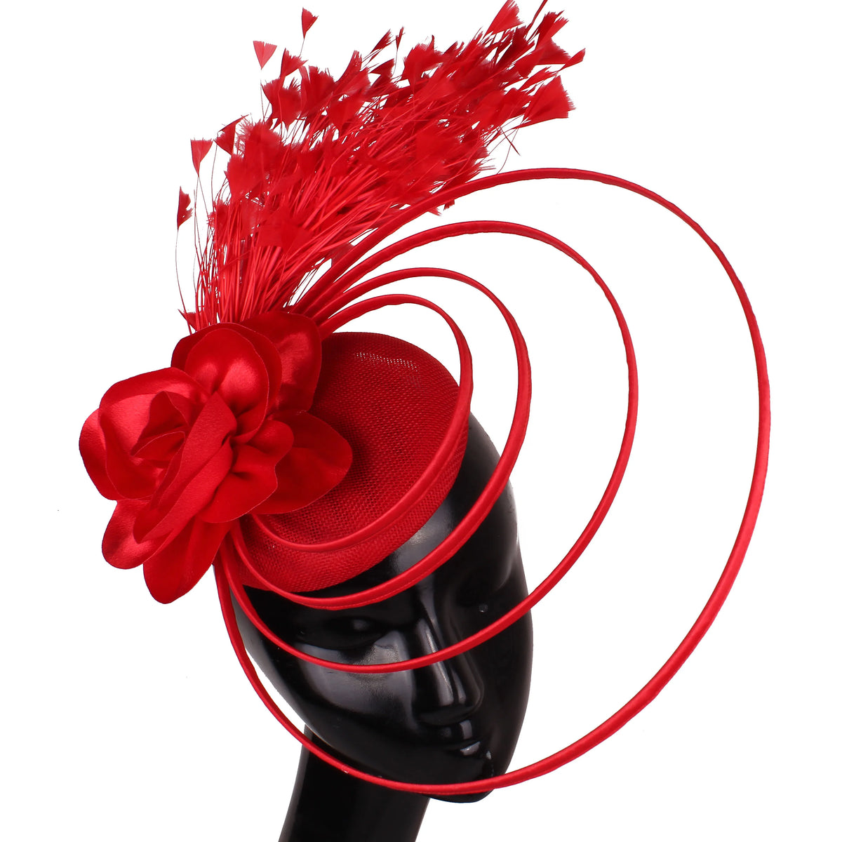 Fashion Sinamay Fascinator Hat  -  Elegant Floral Feather Headpiece for Weddings, Church, and Special Occasions