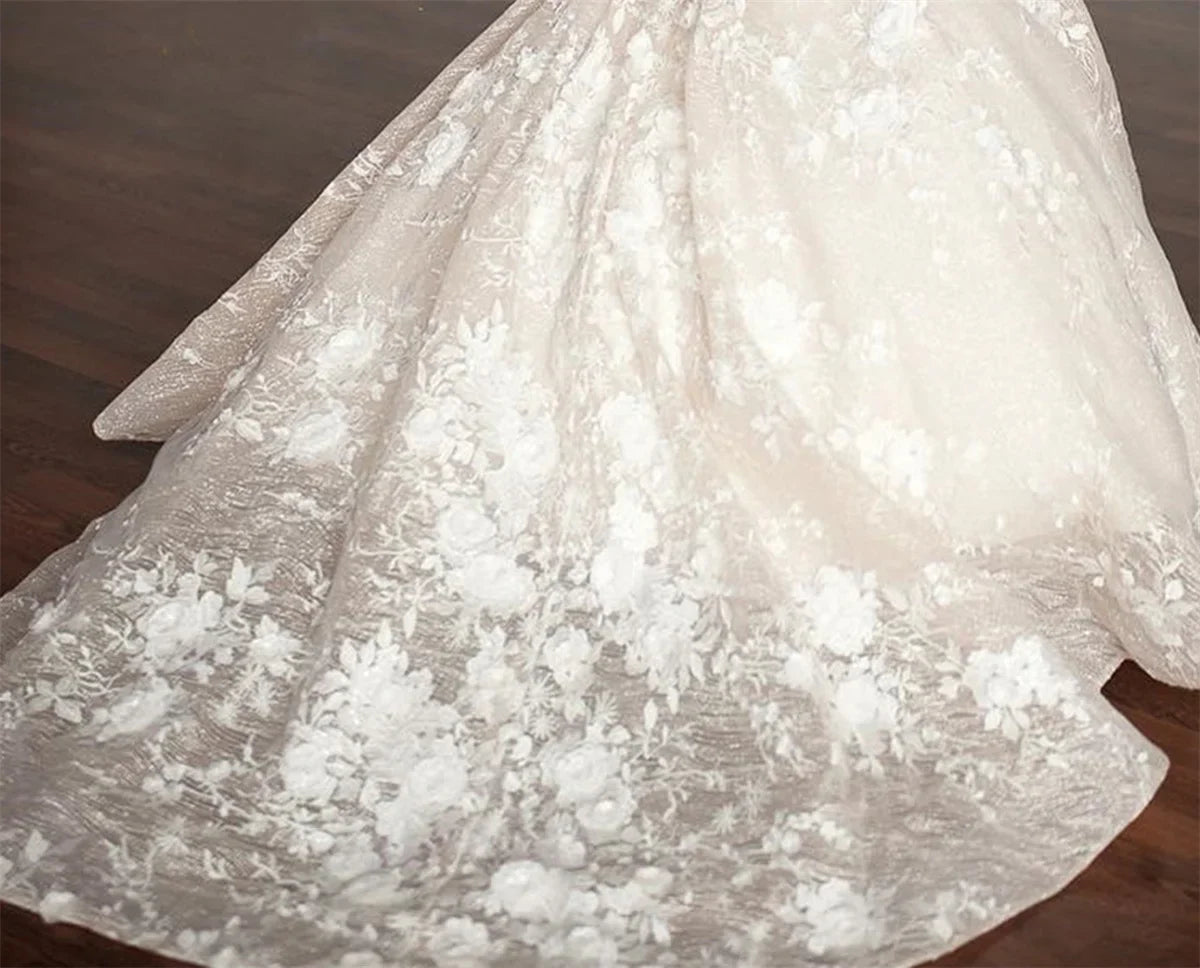 Flower Girl Dress White Tulle Lace Applique Elegant Wedding Litter Flower Child Birthday Celebration Eucharist Party Dress