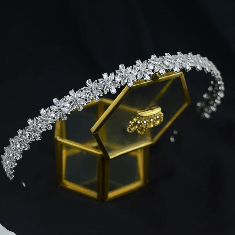 Crystal Bridal Headband Luxury Zirconia CZ Wedding Hair Accessories, Tiaras & Crowns for Prom & Party