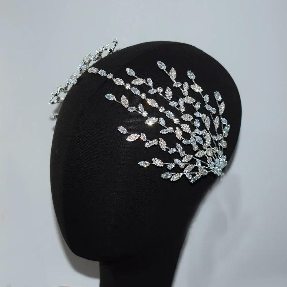 Bridal Headband Wedding Headdress Cubic Zirconia Princess Bride Tiaras Crowns Women Birthday Party Prom Hair Jewelry Hairband