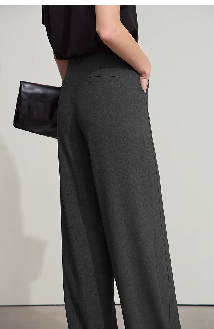 Elegant Minimalist Office Wide Leg Pants – Women’s Luxury Casual Loose Straight Trousers 2025 New Collection
