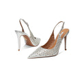 Diamond high heels for women in2025with a single button back strap,sexy wedding shoes for brides,slim heels,pointed toe sandals