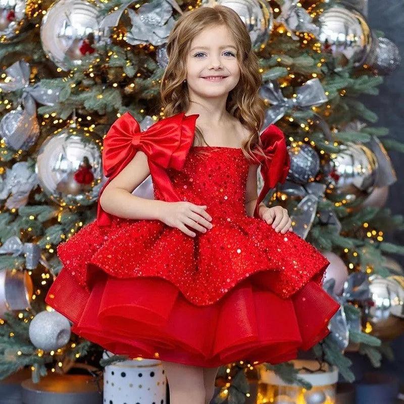 Baby Girl Princess Tutu Dress â€“ Sequins, Tulle, Bow Design for Infants and Toddlers, Perfect for Parties, Pageants, Birthdays, Weddings, and Christmas