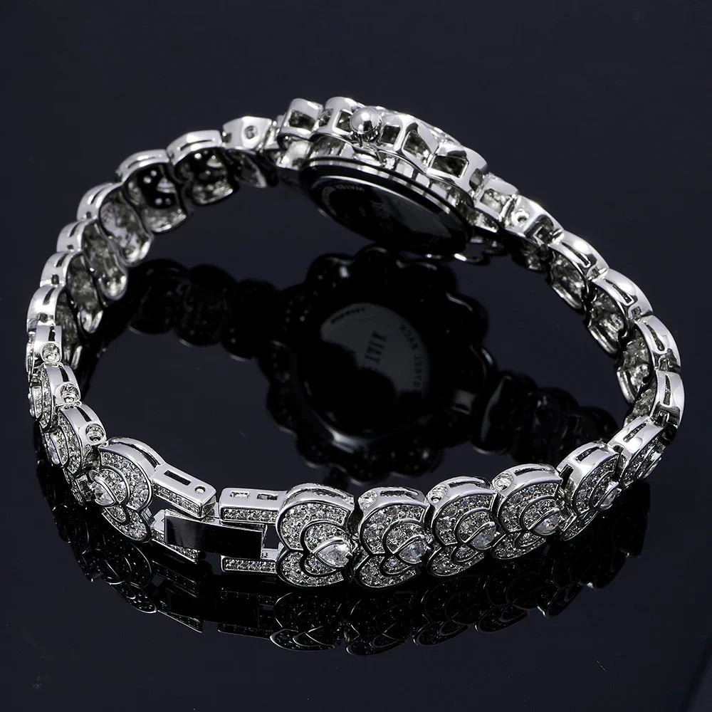 Gorgeous Women's Watch | AAA Cubic Zirconia Sunflower Bracelet Watch | Fashion Jewelry for Wedding & Party