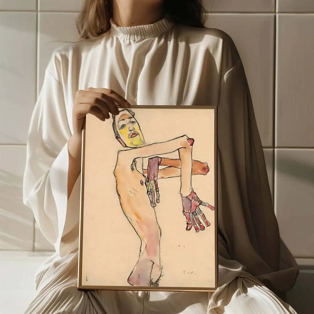 Egon Schiele Body Color Delineation DIY Sticky Poster Whitepaper Prints Posters Artwork Nordic Home Decor