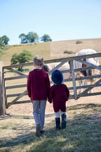 Burgundy Collection Shabbos cotton print Smocking dress check shirt soft wool knitting family match clothes boys girls